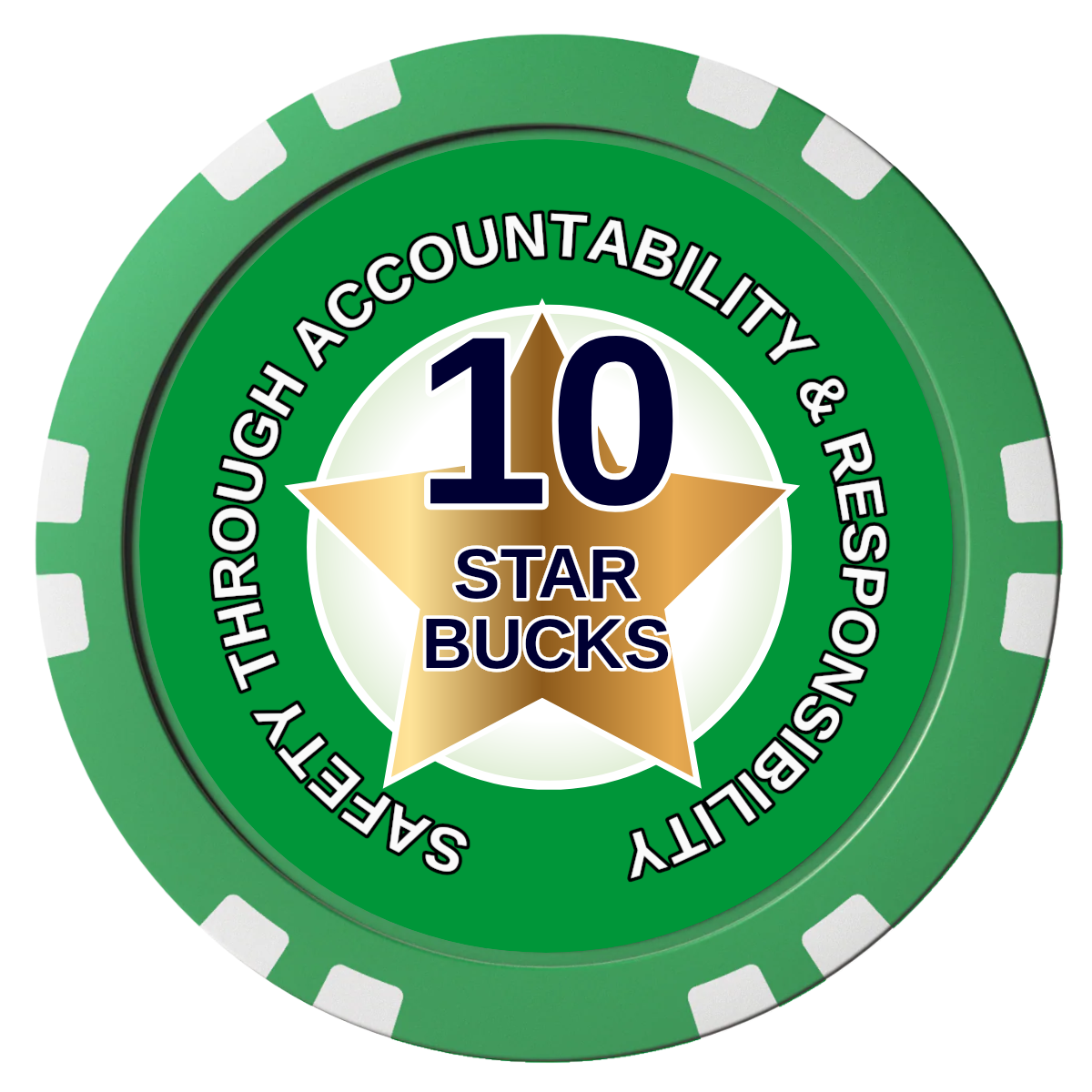 Safety Star Composite Poker Chips - Green / Double Stripe - Front