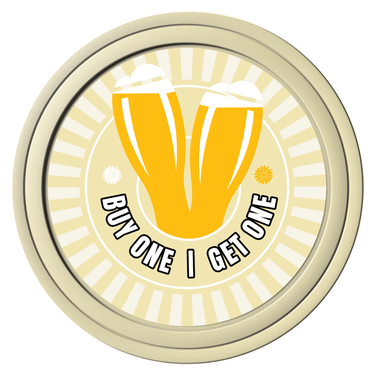 Double Pint Composite Poker Chips - Ivory / Solid - Front