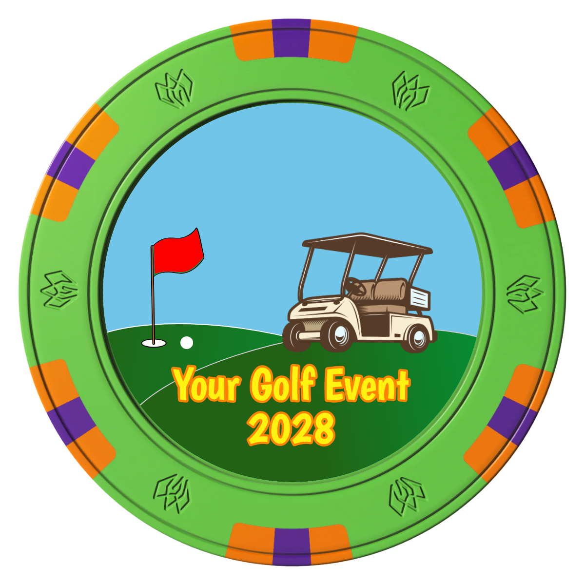 Going Golfing Today Clay Poker Chips - Green / 6 Spot Gem / 43mm - Front