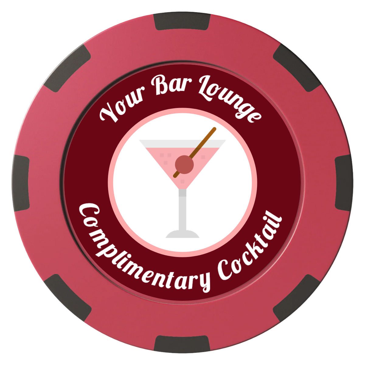 Fancy Drink Clay Poker Chips - Red / 8 Spot (2 Tone) / 40mm - Front