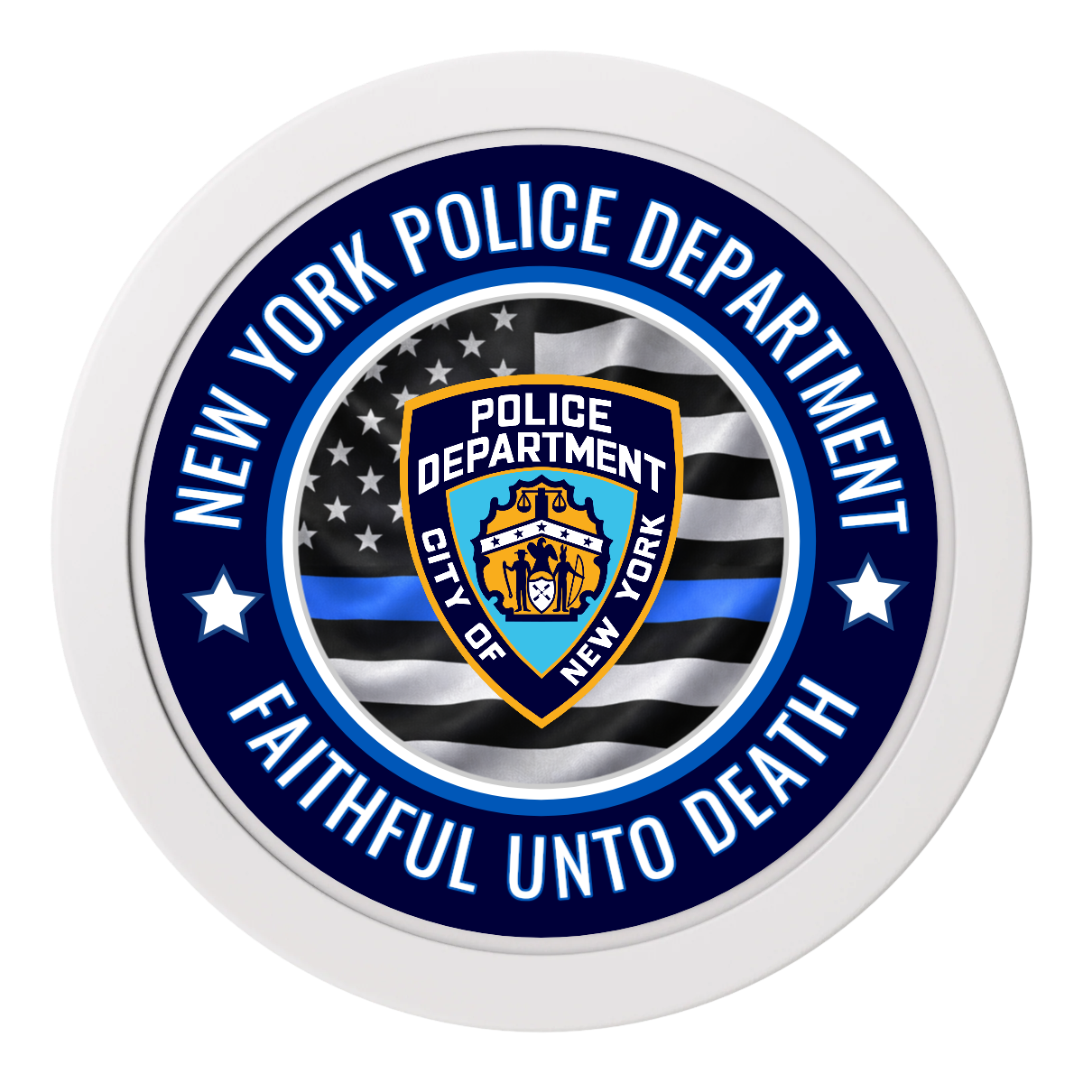 NYPD Safe and Fair 2" Oversized Poker Chips - White - Front