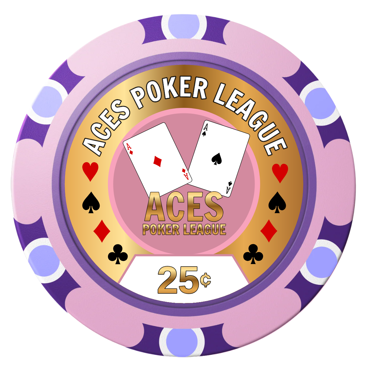 Aces Poker League Clay Poker Chips - Pink / Monte Carlo / 40mm - Front