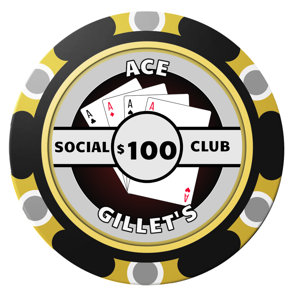 Ace Gillet's Clay Poker Chips - Black / Monte Carlo / 40mm - Front