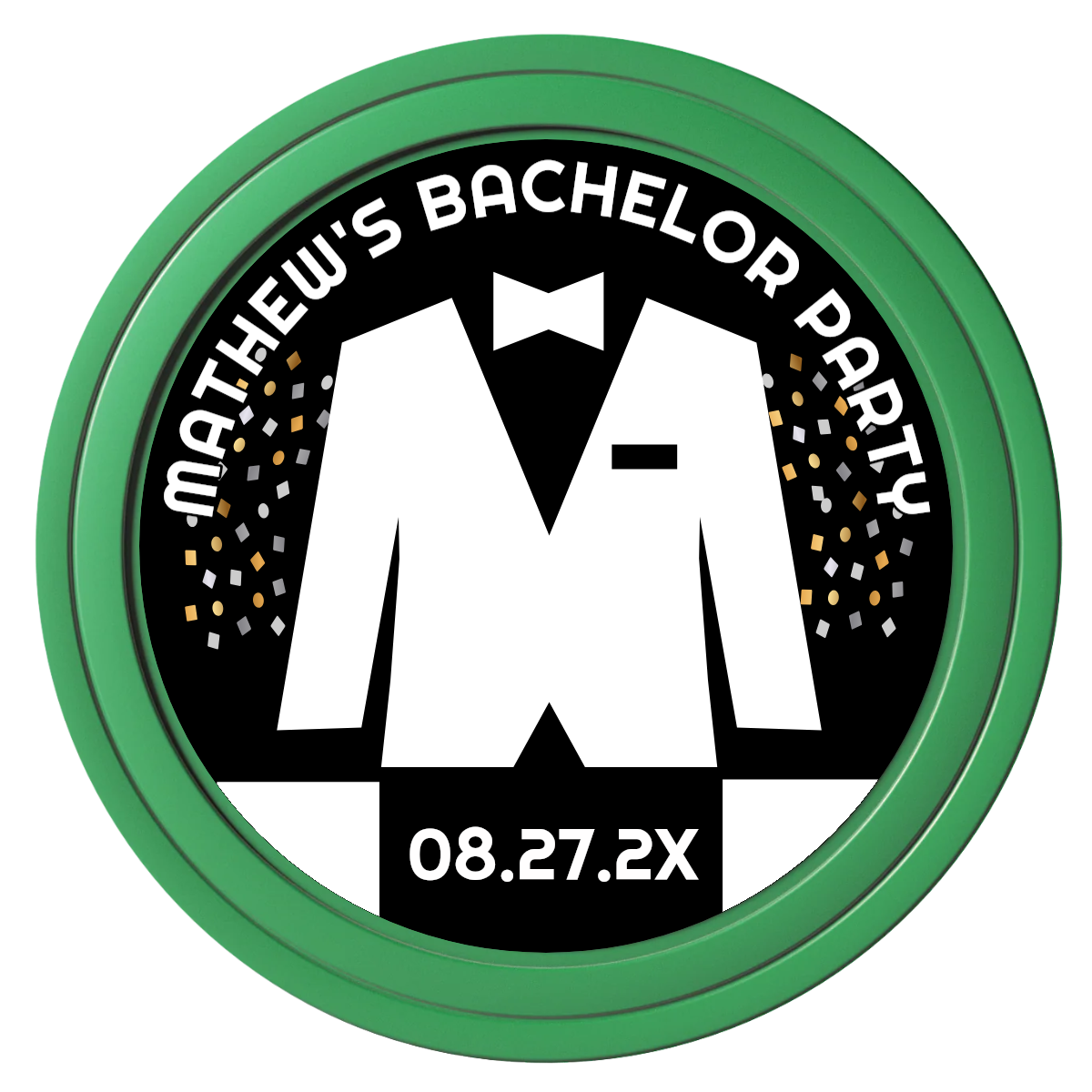 Bachelor No More Bowtie Composite Poker Chips - Green / Solid - Front