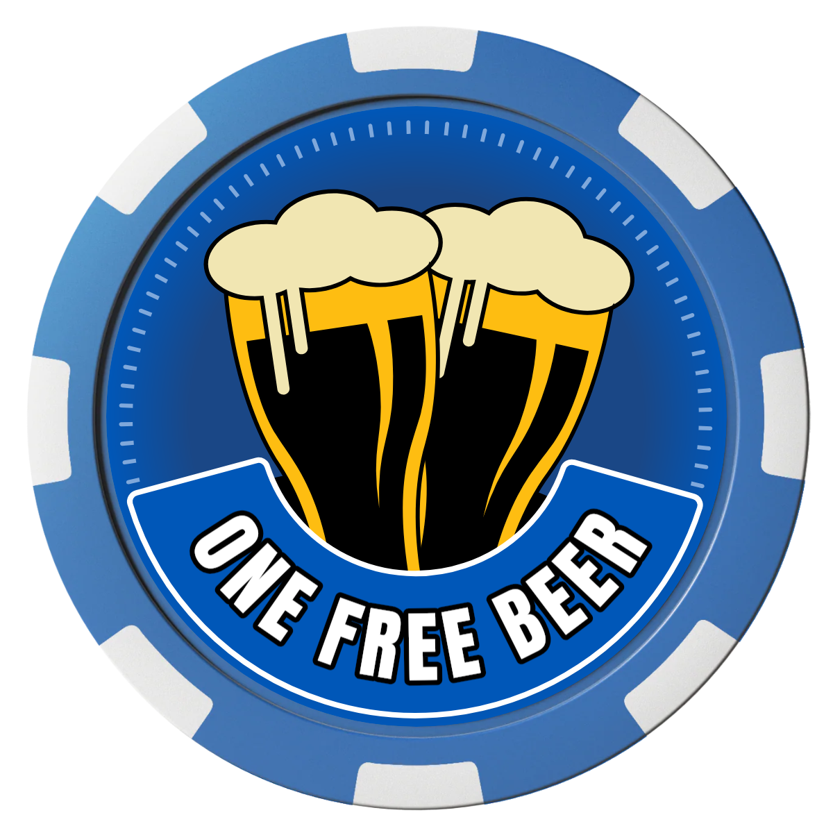 Double Pint 2 Composite Poker Chips - Blue / 8 Spot - Front