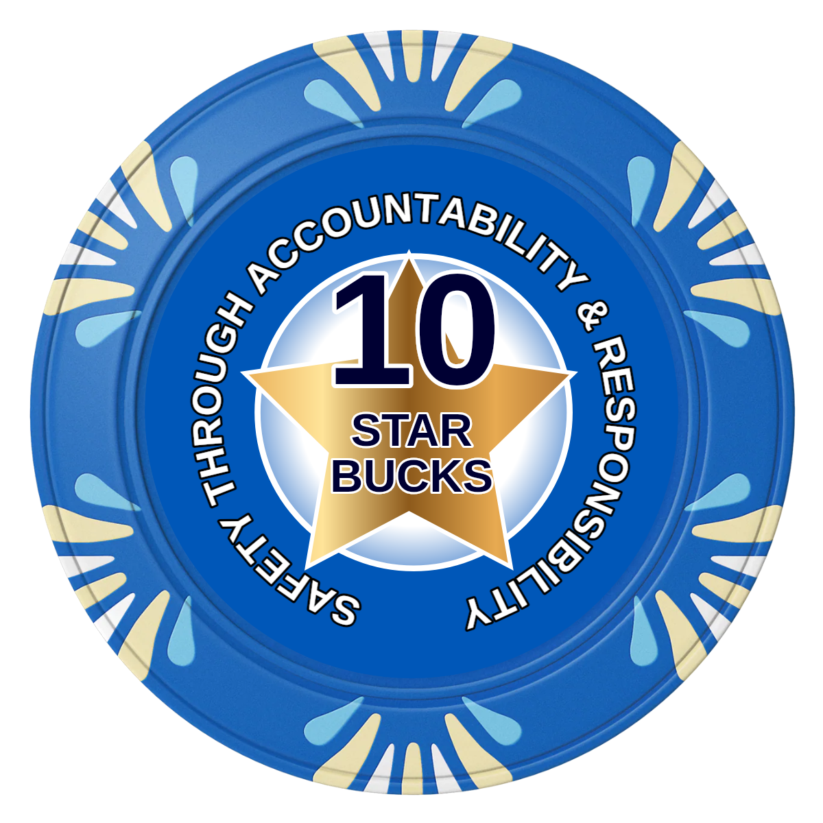 Safety Star Clay Poker Chips - Blue / Macau / 40mm - Front