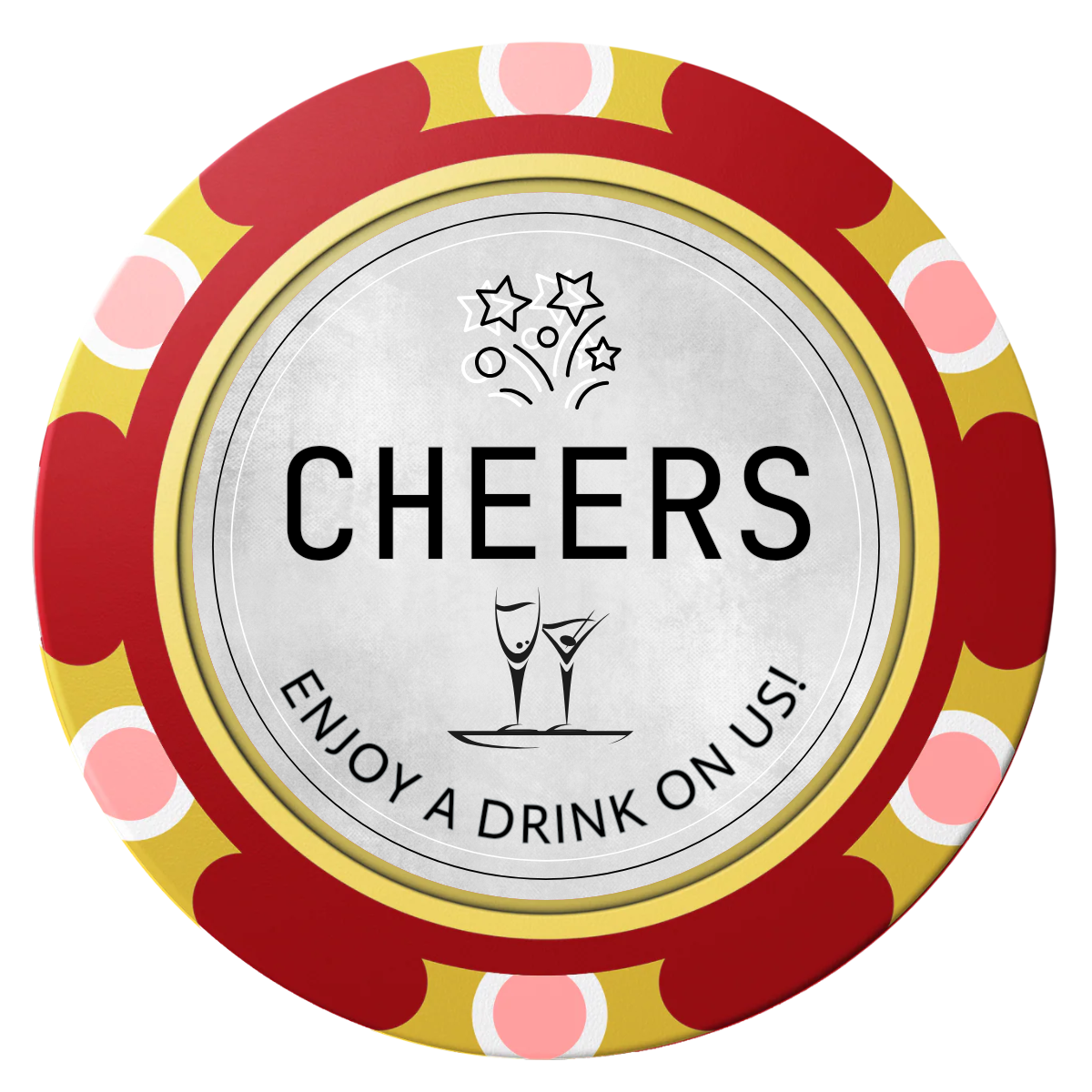 Chique Wedding Token Clay Poker Chips - Red / Monte Carlo / 40mm - Front