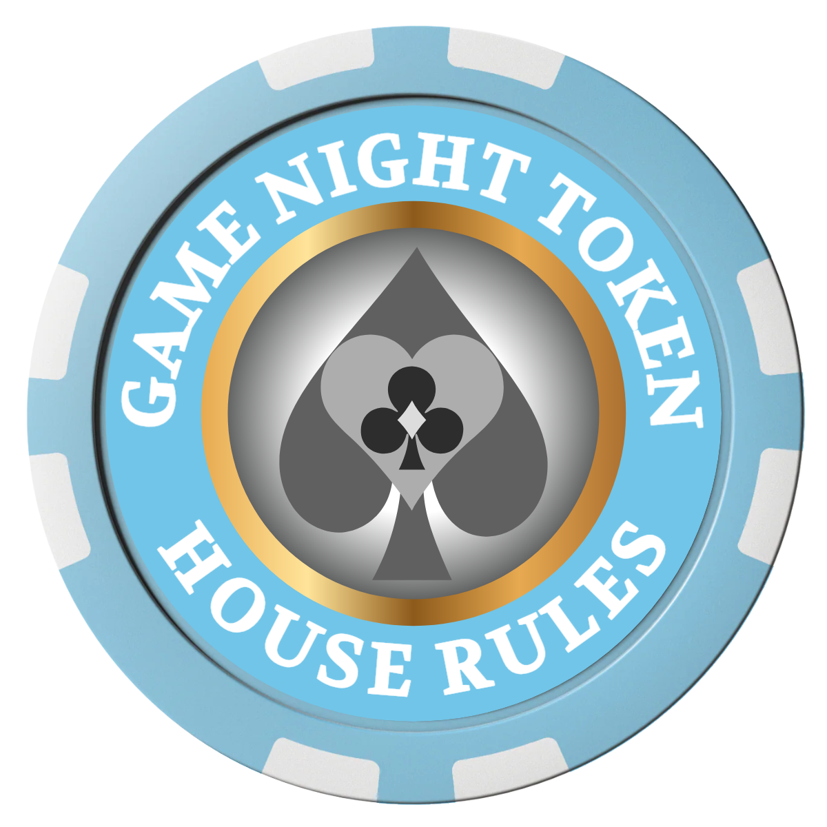 Stacked Suits Composite Poker Chips - Light Blue / 8 Stripe - Front