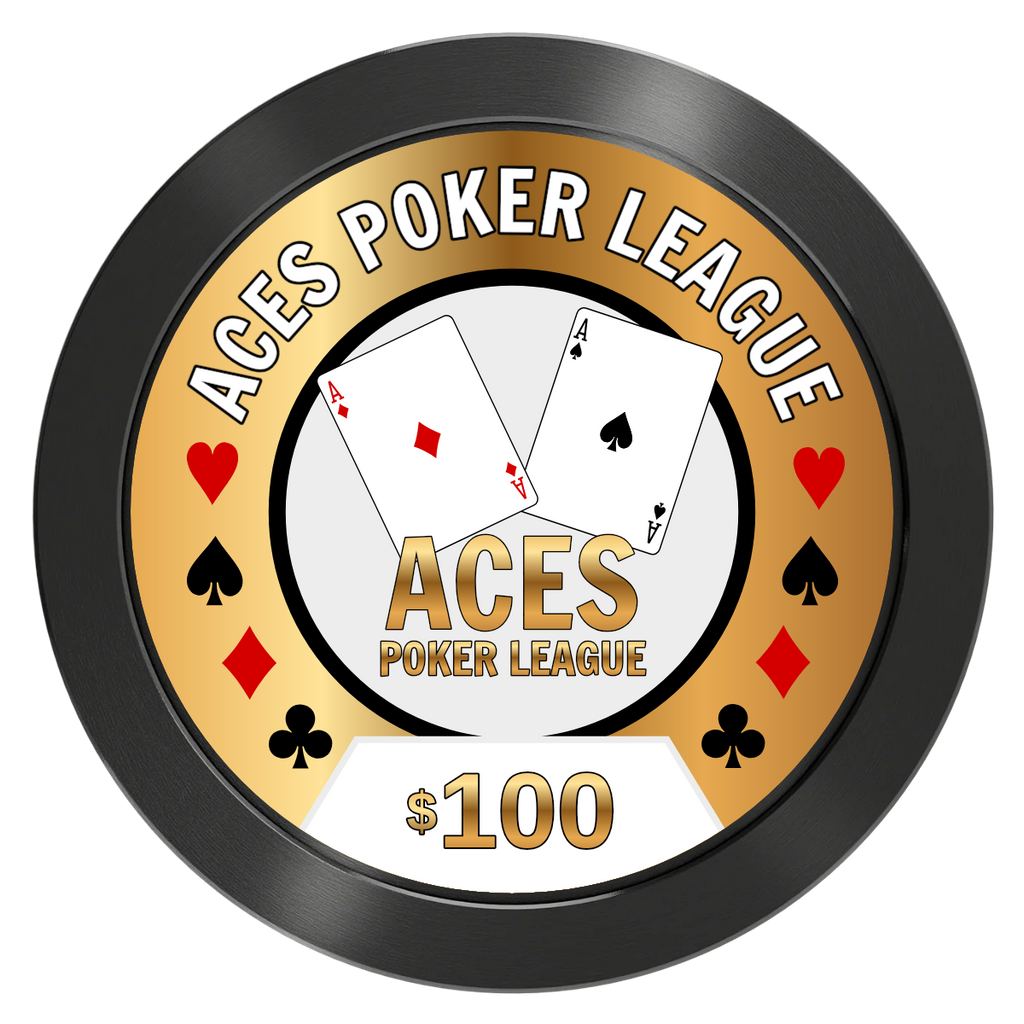Aces Poker League Aluminum Poker Chips - Black - Front