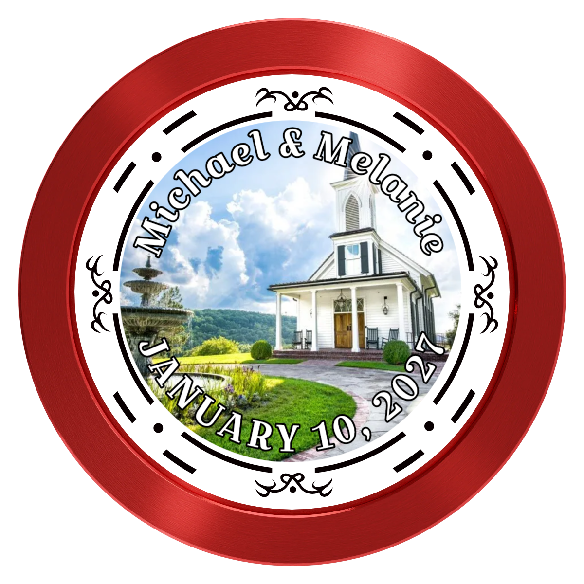 Save the Date Element Aluminum Poker Chips - Red - Back