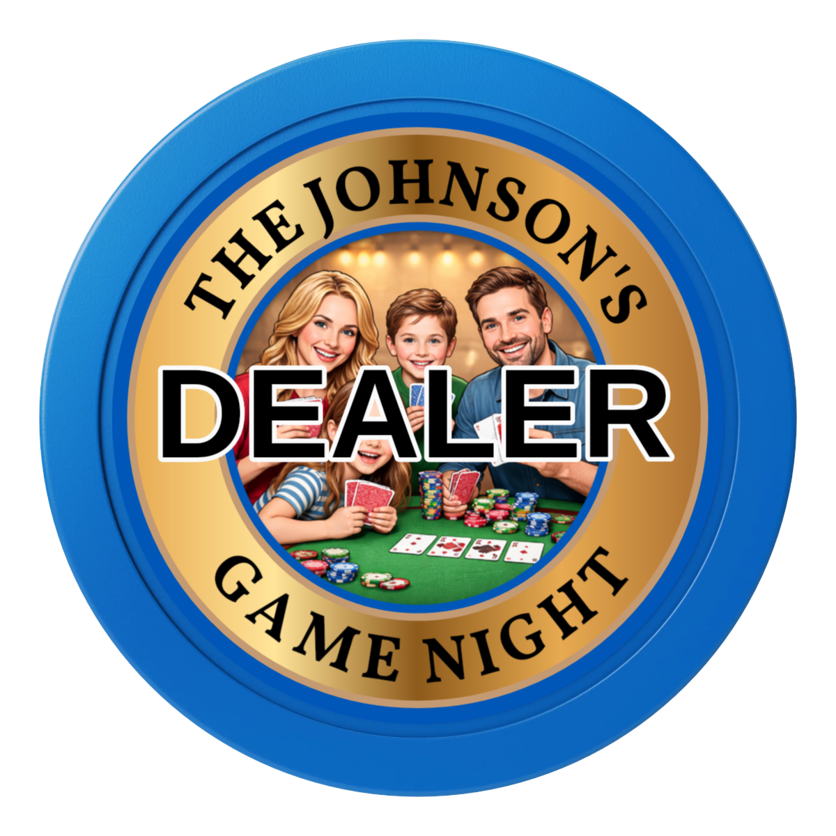 Family Game Night 2" Composite Dealer Button - Blue - Front