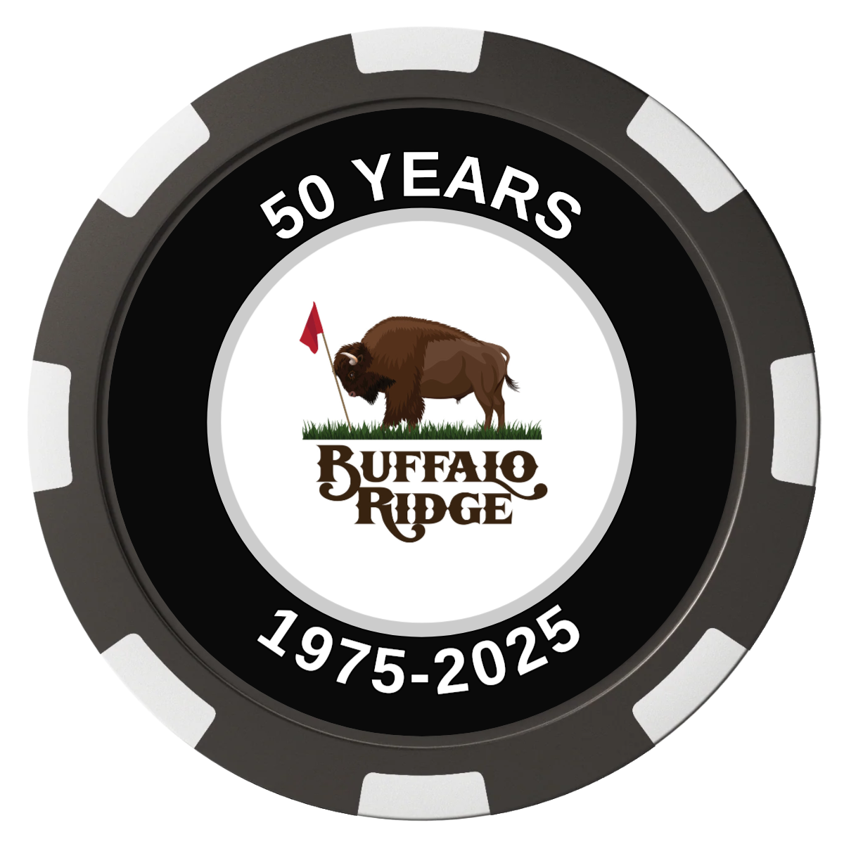 Branded Golf Pro Shop Composite Poker Chips - Black / 8 Spot - Front