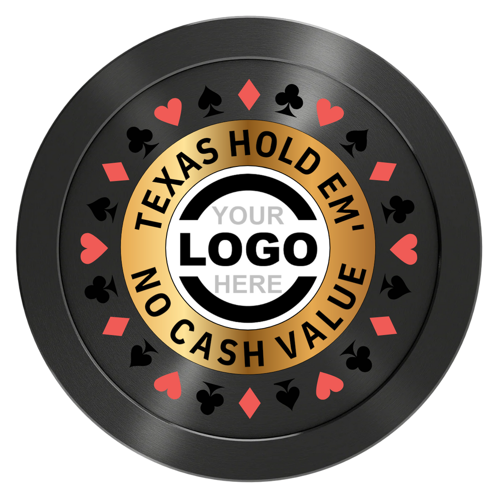 Texas Hold Em' Aluminum Poker Chips - Black - Back