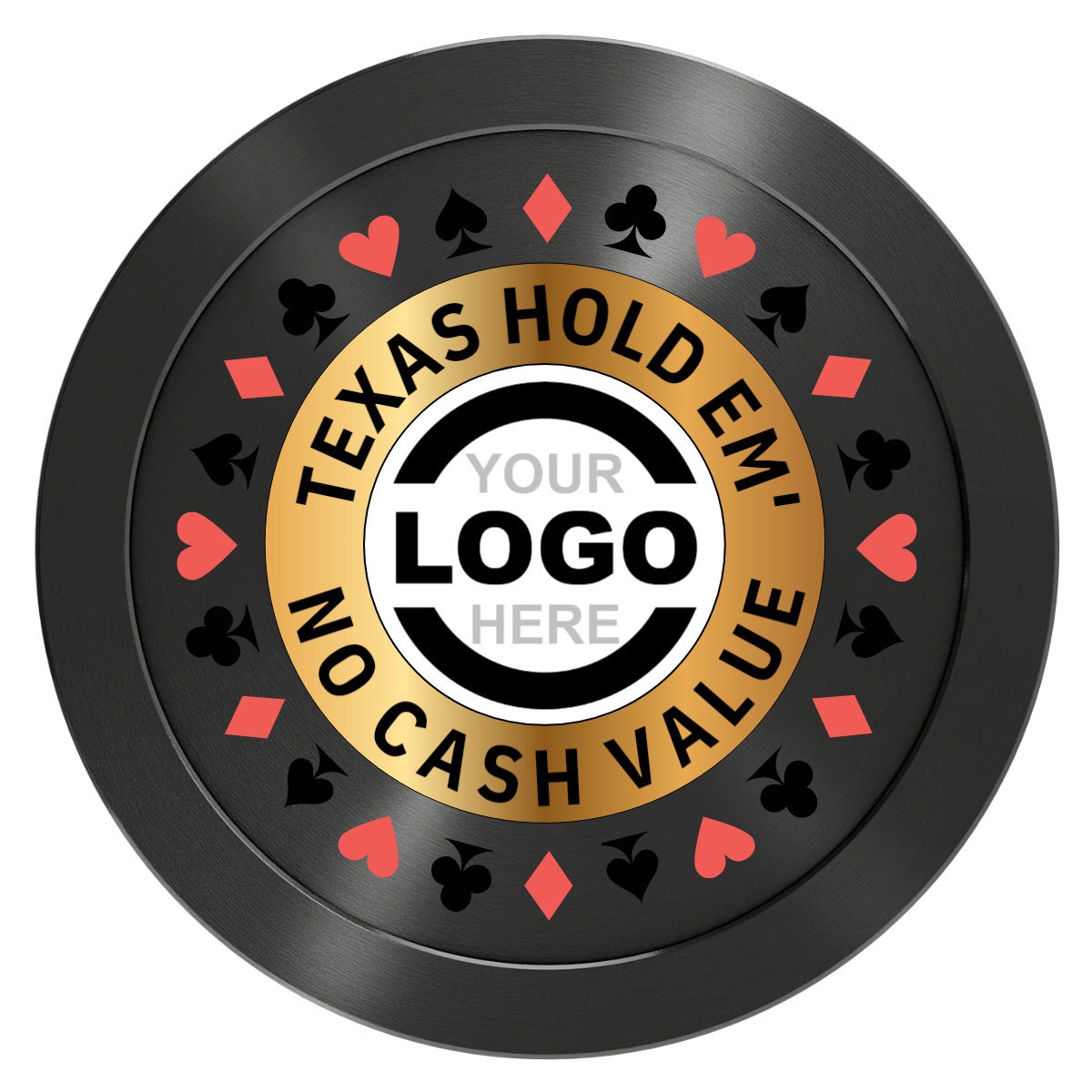 Texas Hold Em' Aluminum Poker Chips - Black - Back