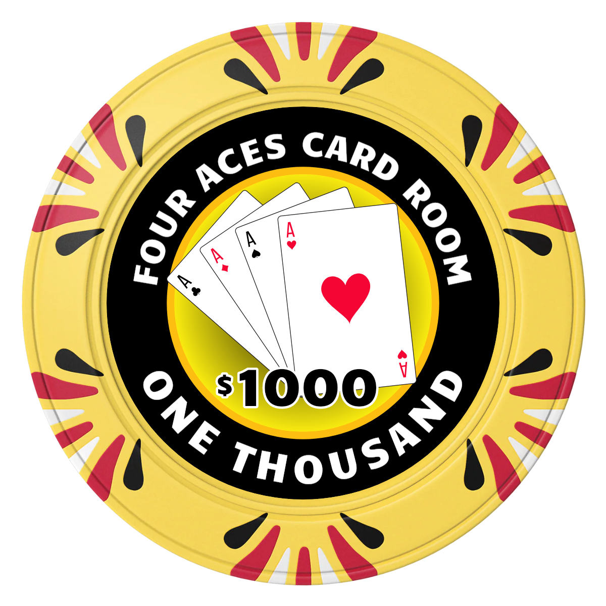 4 Aces Poker Room Clay Poker Chips - Yellow / Macau / 40mm - Front