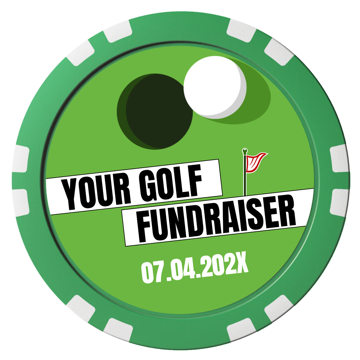 Putting Around Tournament Composite Poker Chips - Green / Double Stripe - Front