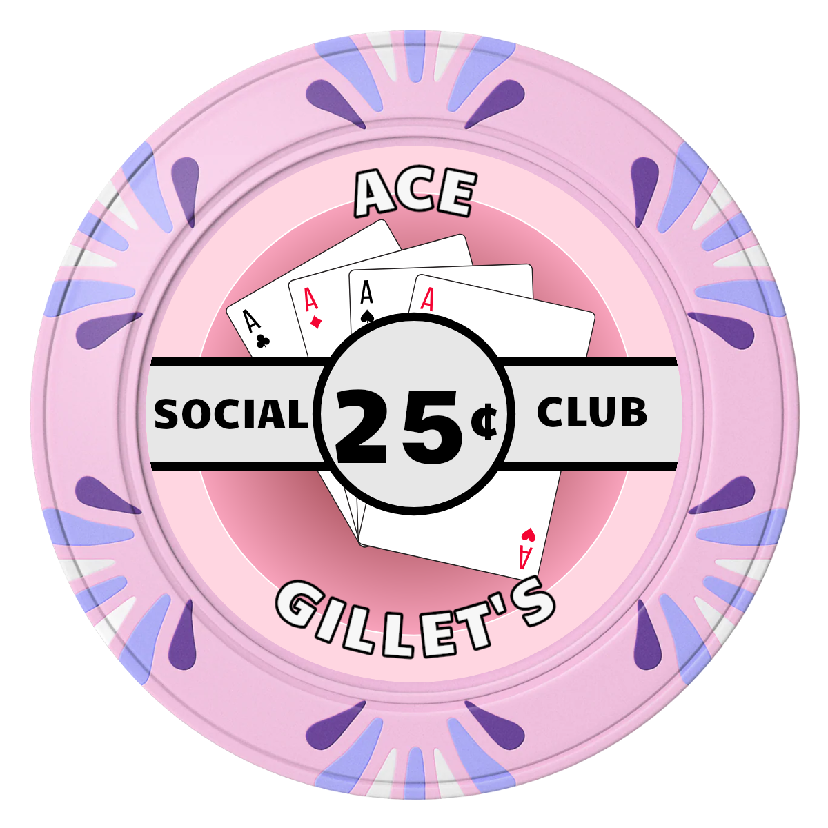 Ace Gillet's Clay Poker Chips - Pink / Macau / 40mm - Front