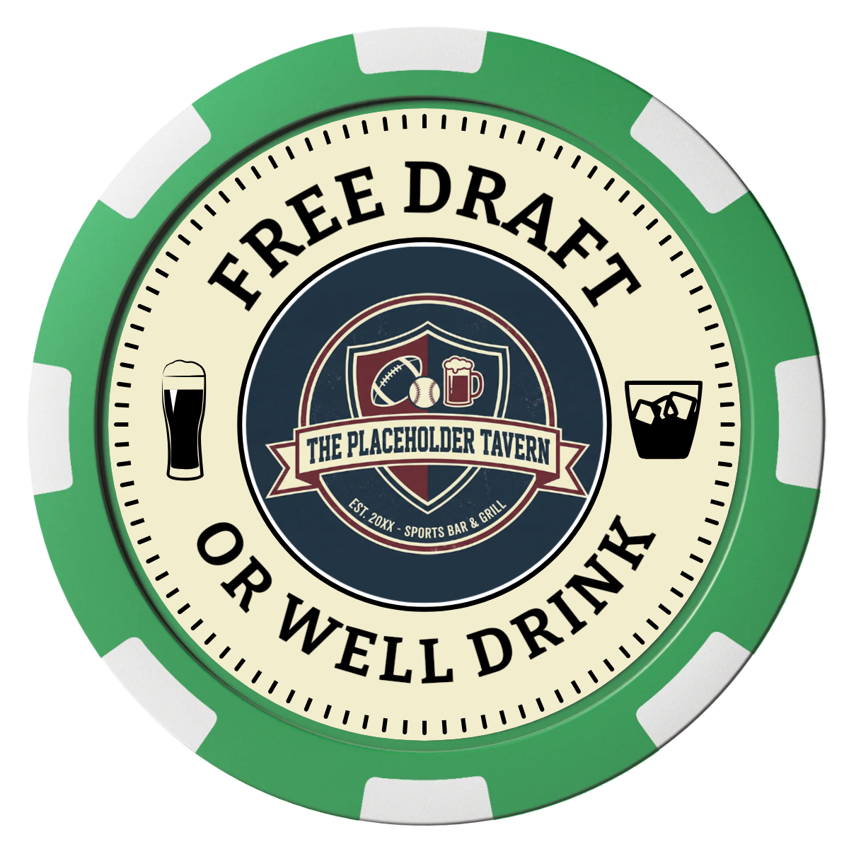 Beer Shop Magnetic Composite Poker Chips - Green / 8 Spot - Back