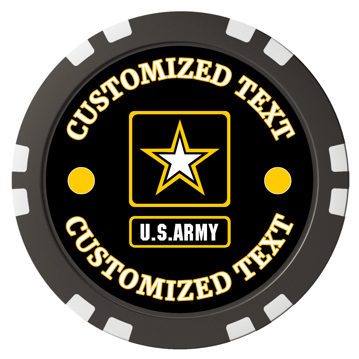Army Strong Composite Poker Chips - Black / Double Stripe - Back