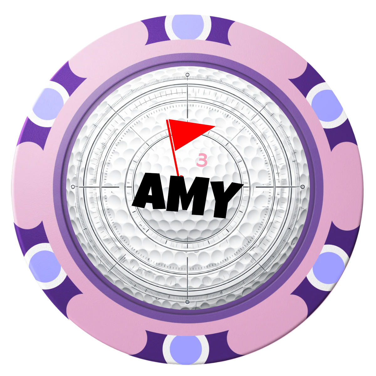 Ball Marcus Jr. Clay Poker Chips - Pink / Monte Carlo / 40mm - Front