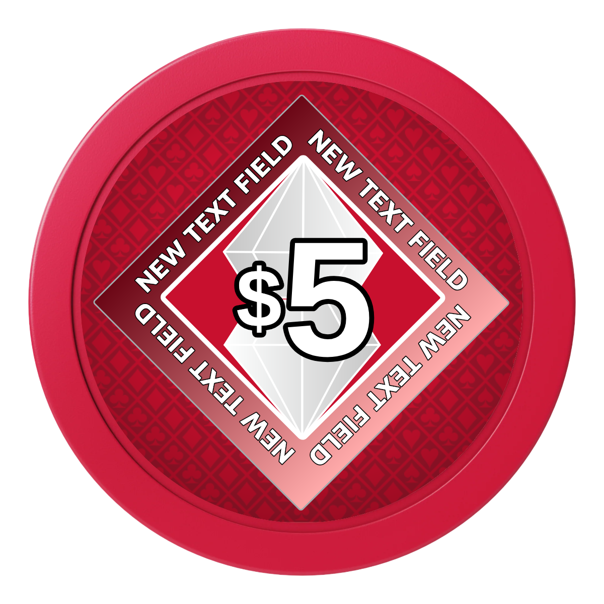 Diamond in the Rough 2" Oversized Poker Chips - Red - Front