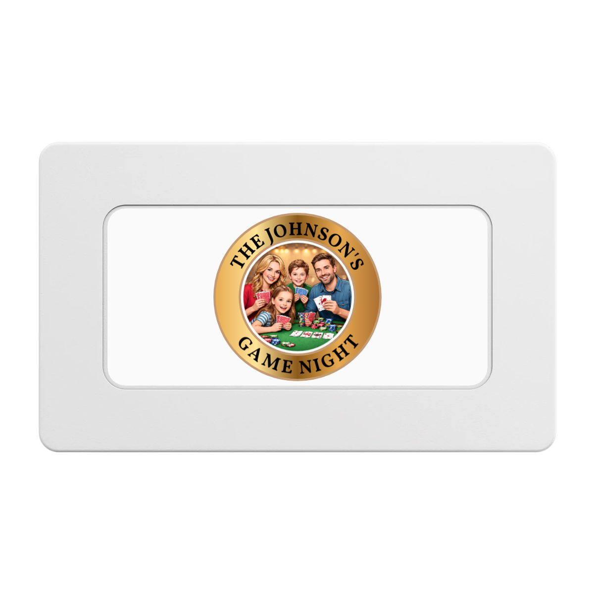 Family Game Night Rectangular Poker Chip Plaques - White - Front