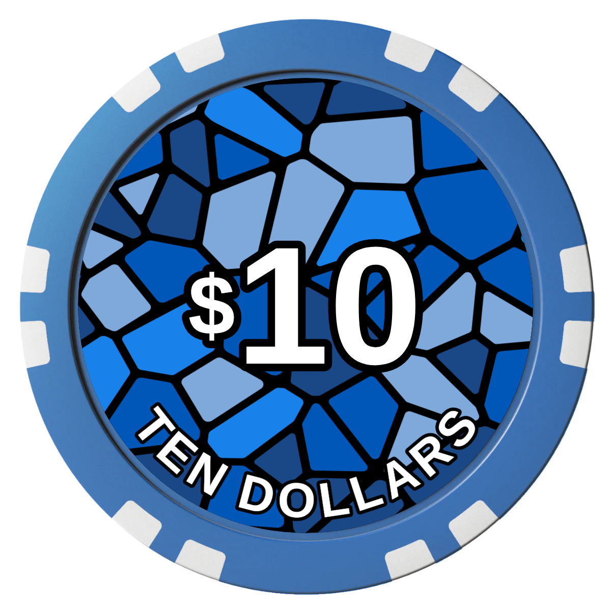 Stained Glass Composite Poker Chips - Blue / Double Stripe - Front