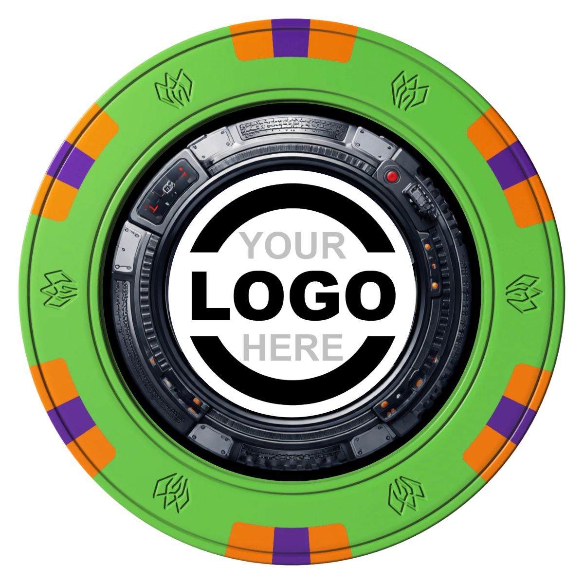Auto Marked IV Clay Poker Chips - Green / 6 Spot Gem / 40mm - Back