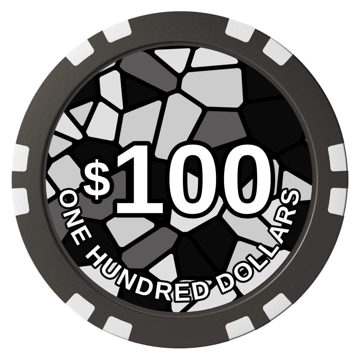Stained Glass Composite Poker Chips - Black / Double Stripe - Front