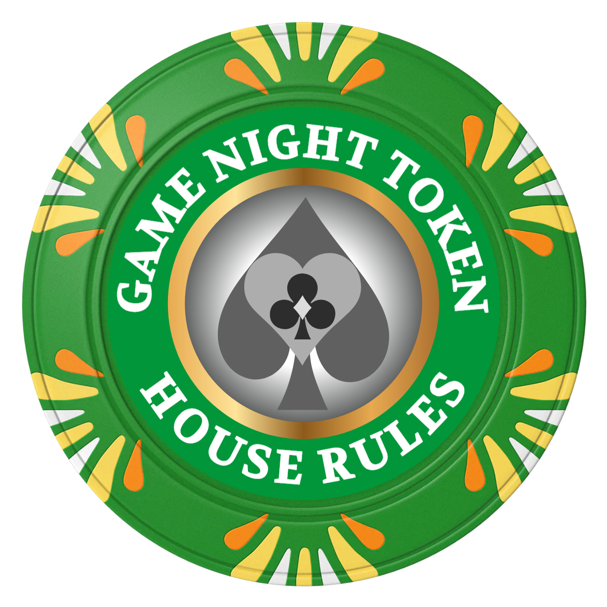 Stacked Suits Clay Poker Chips - Green / Macau / 40mm - Front