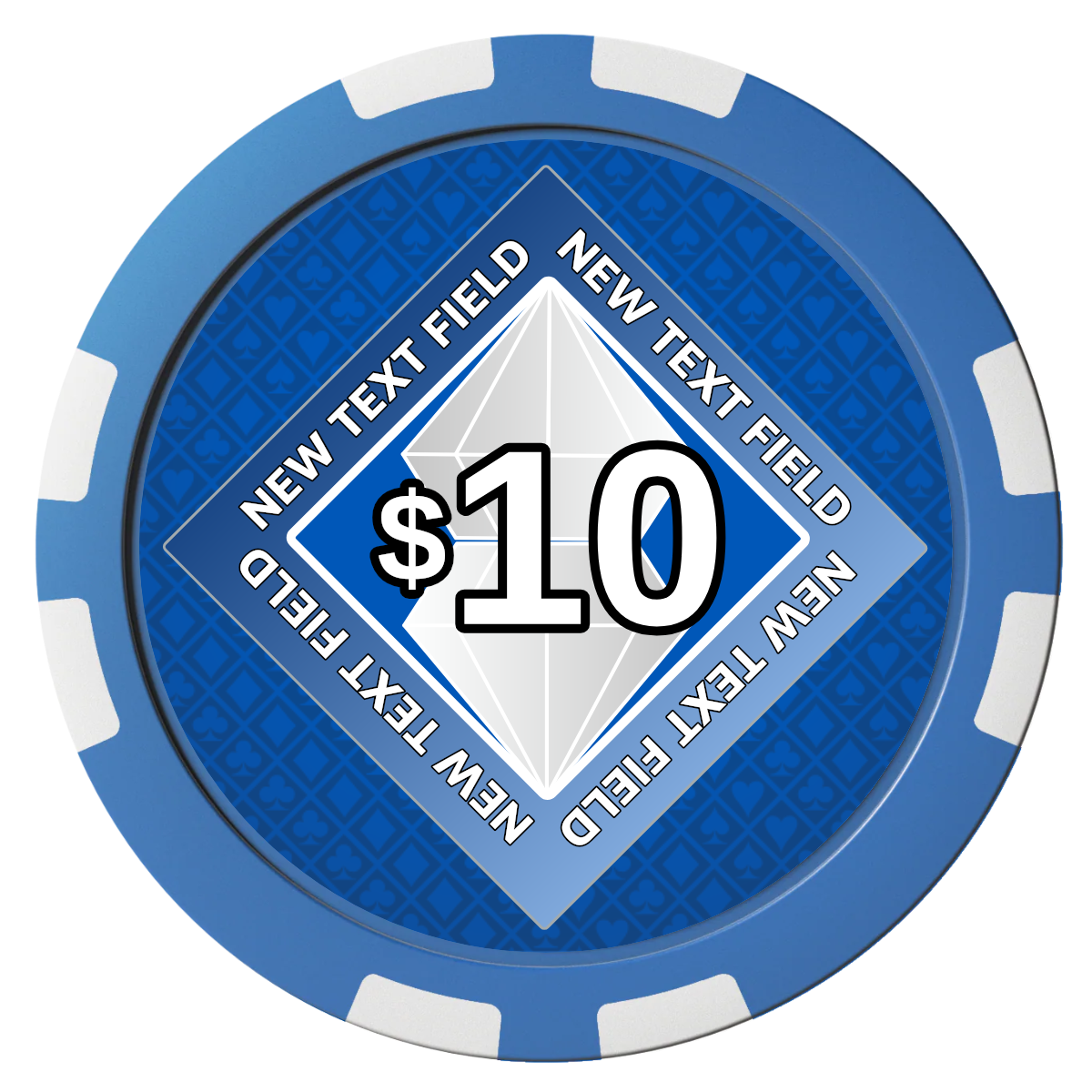 Diamond in the Rough Composite Poker Chips - Blue / 8 Stripe - Back