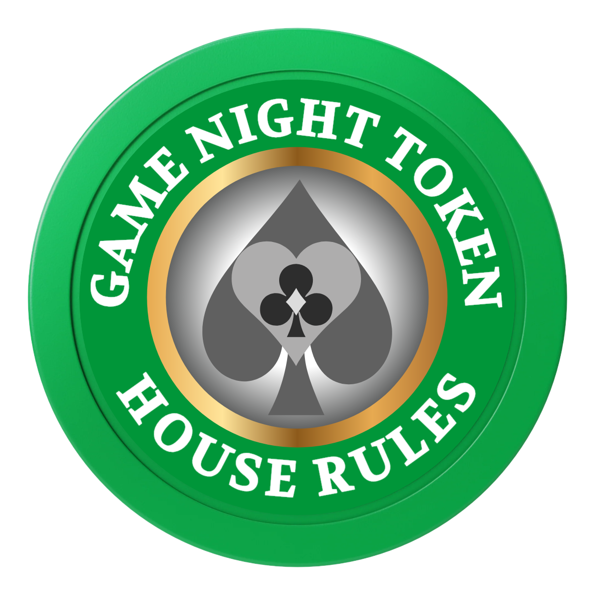 Stacked Suits 2" Oversized Poker Chips - Green - Front