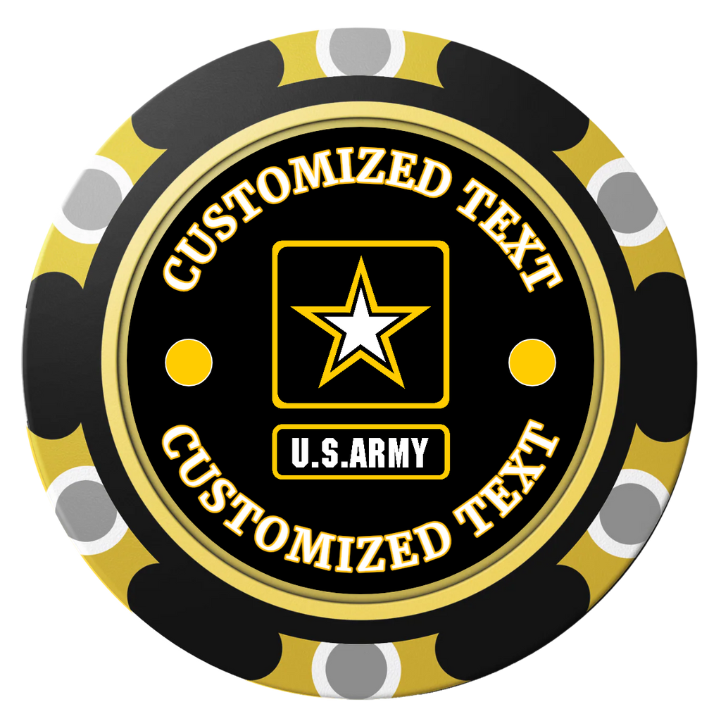Army Strong Clay Poker Chips - Black / Monte Carlo / 40mm - Front