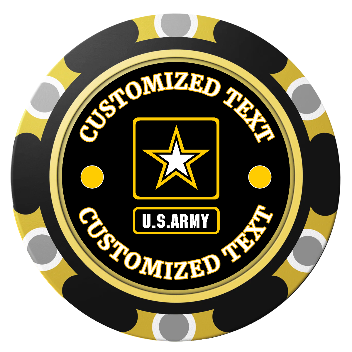 Army Strong Clay Poker Chips - Black / Monte Carlo / 40mm - Front