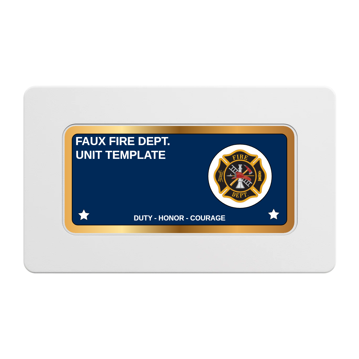 Faux Fire Dept. #01 Rectangular Poker Chip Plaques - White - Back