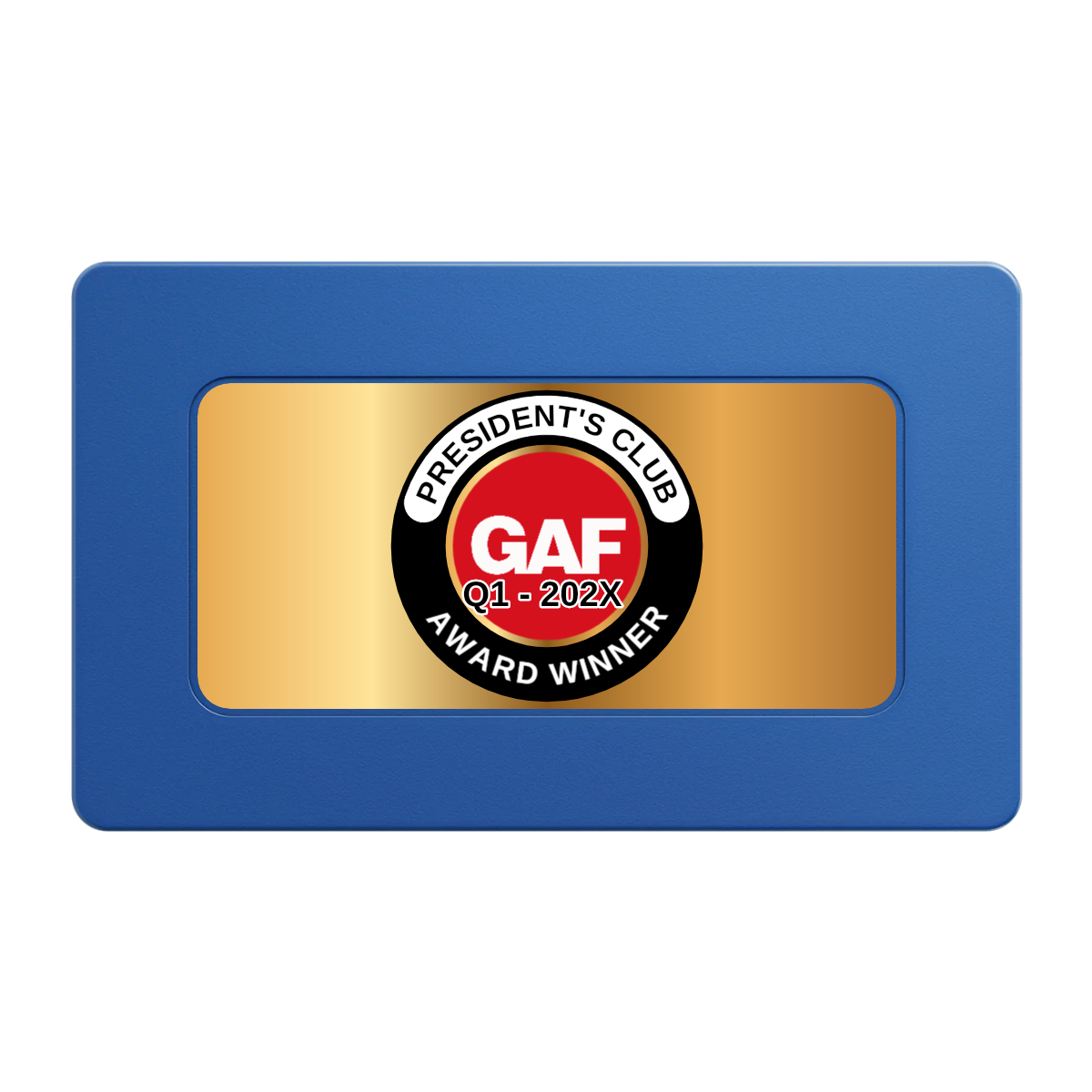 President's Club Rectangular Poker Chip Plaques - Blue - Back