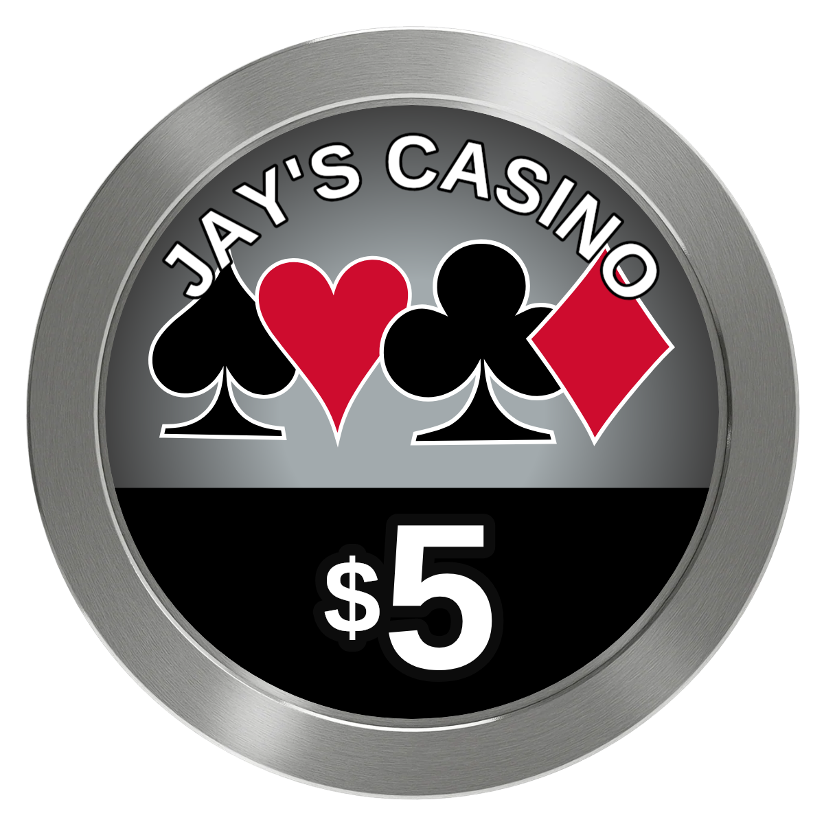 Jay's Casino Aluminum Poker Chips - Silver - Back