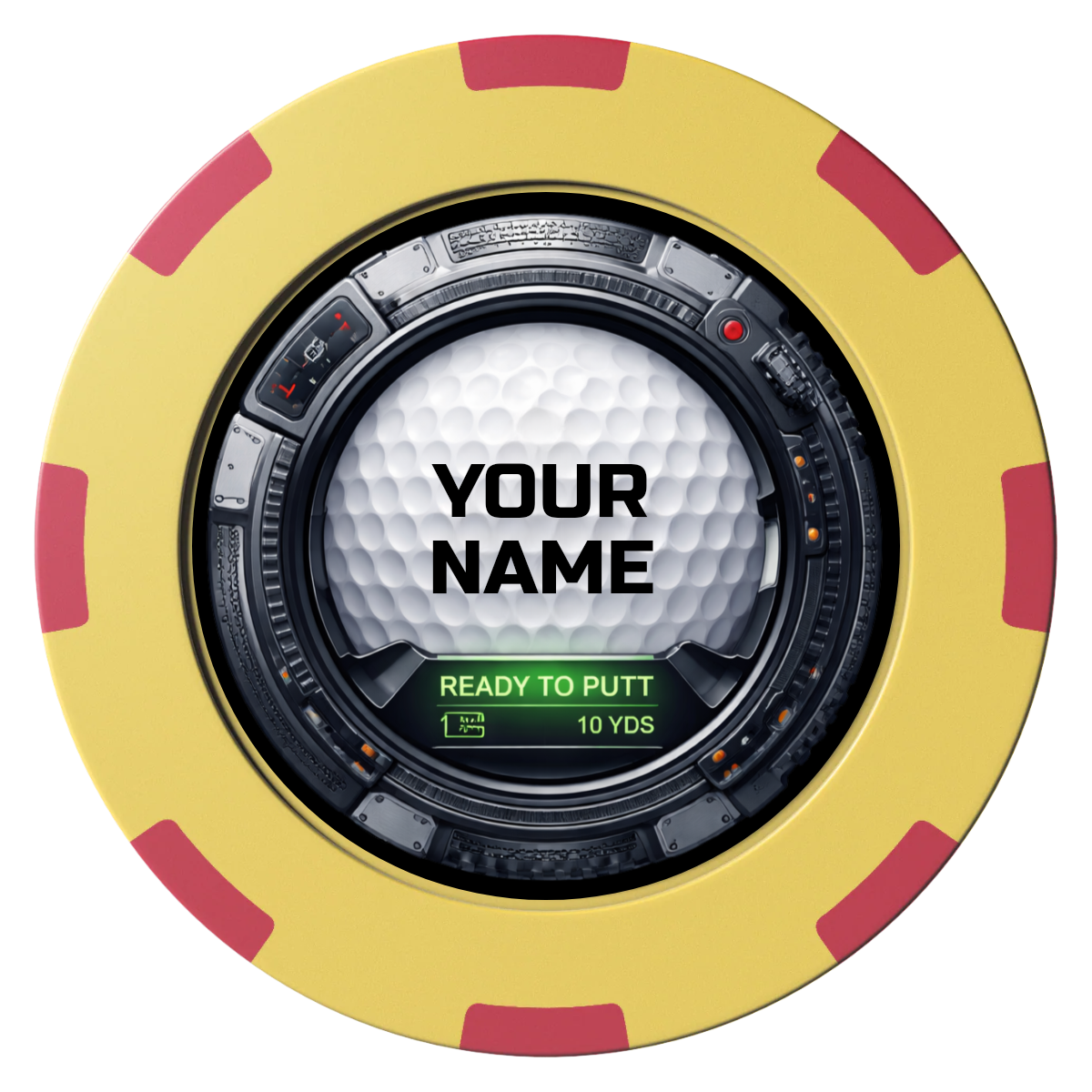 Auto Marked IV Clay Poker Chips - Yellow / 8 Spot (2 Tone) / 40mm - Front