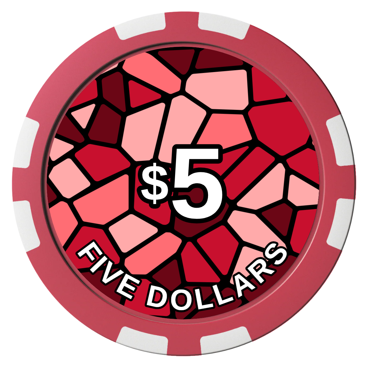 Stained Glass Composite Poker Chips - Red / 8 Stripe - Front