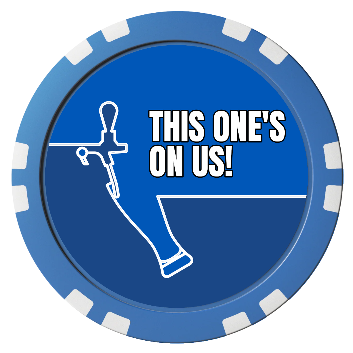 I'd Tap That Composite Poker Chips - Blue / Double Stripe - Front