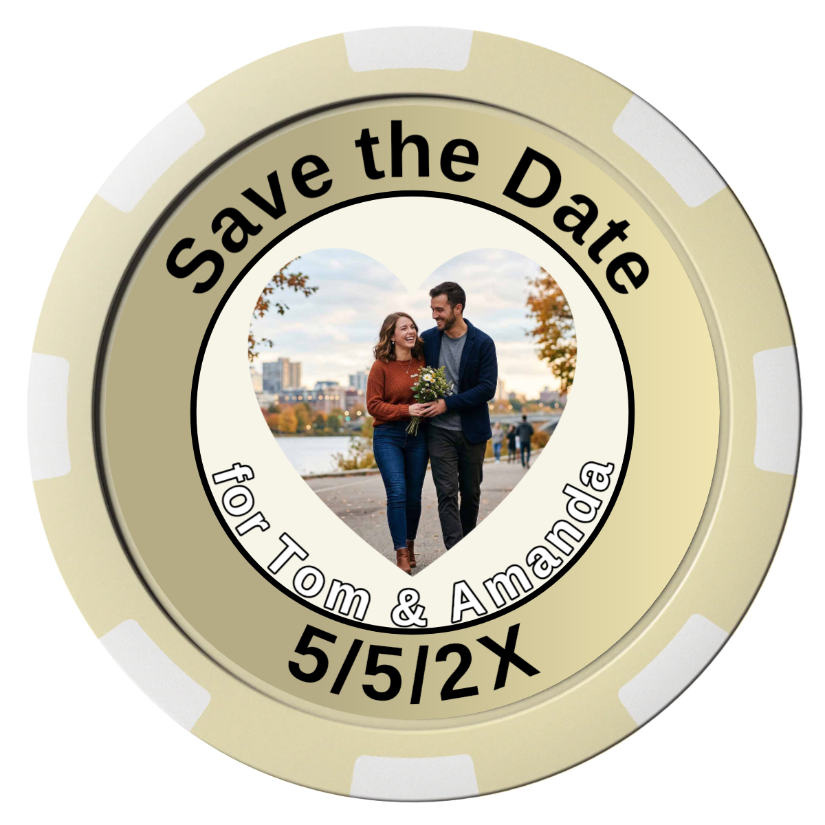 Save the Date #01 Composite Poker Chips - Ivory / 8 Spot - Front