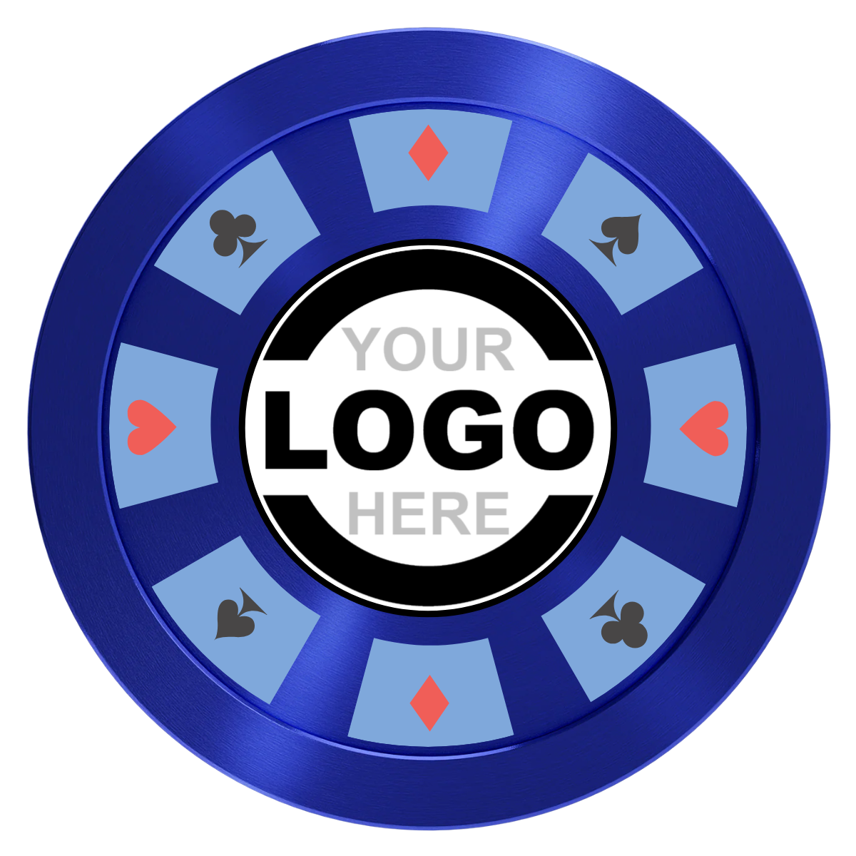 Suit 8 Your Logo Aluminum Poker Chips - Blue - Back