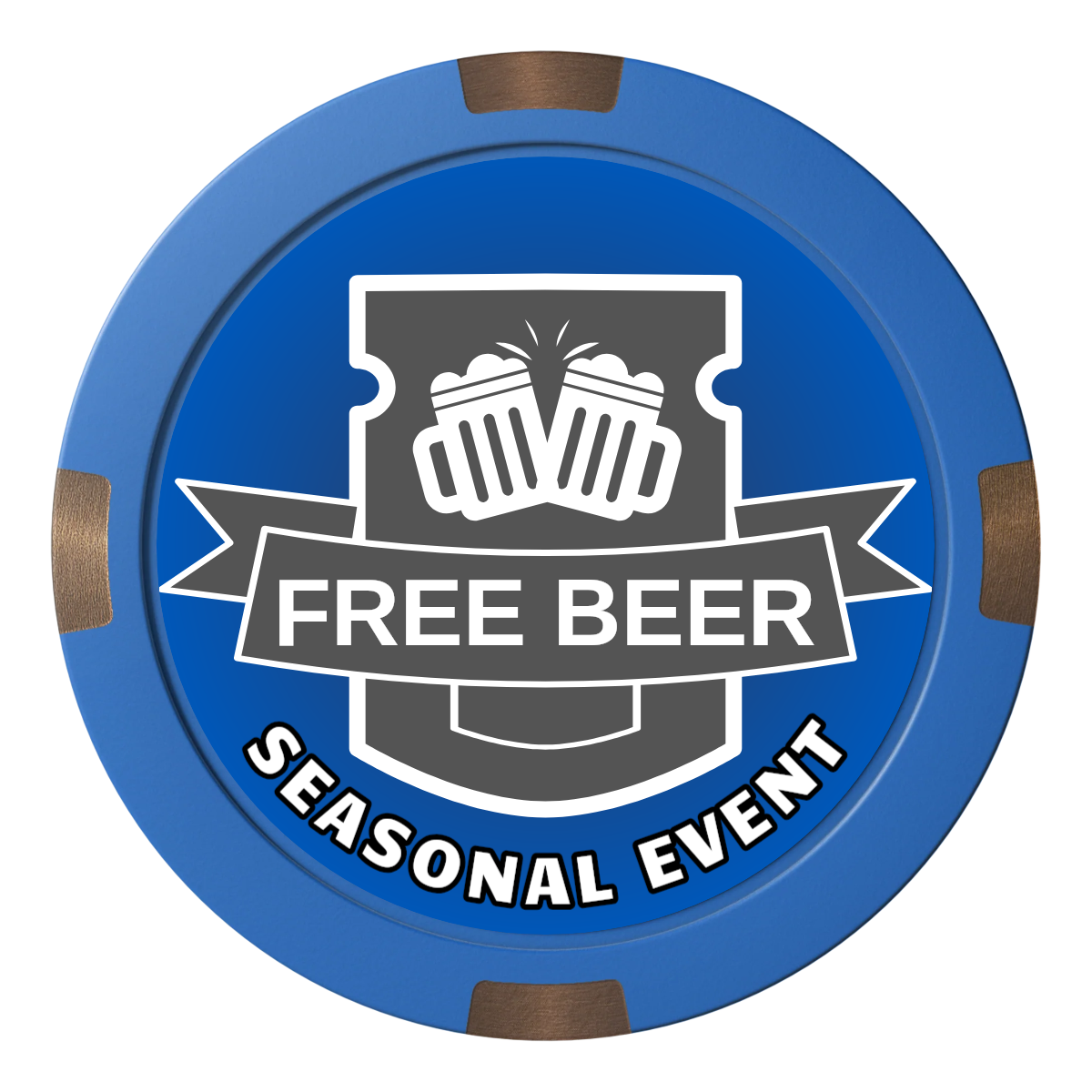 Craft Beer #001 Composite & Metal Hybrid Poker Chips - Blue - Front