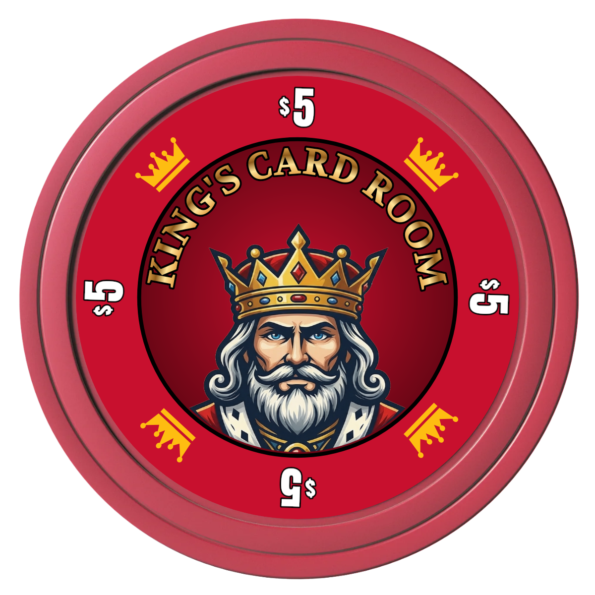 Kings Composite Poker Chips - Red / Solid - Front