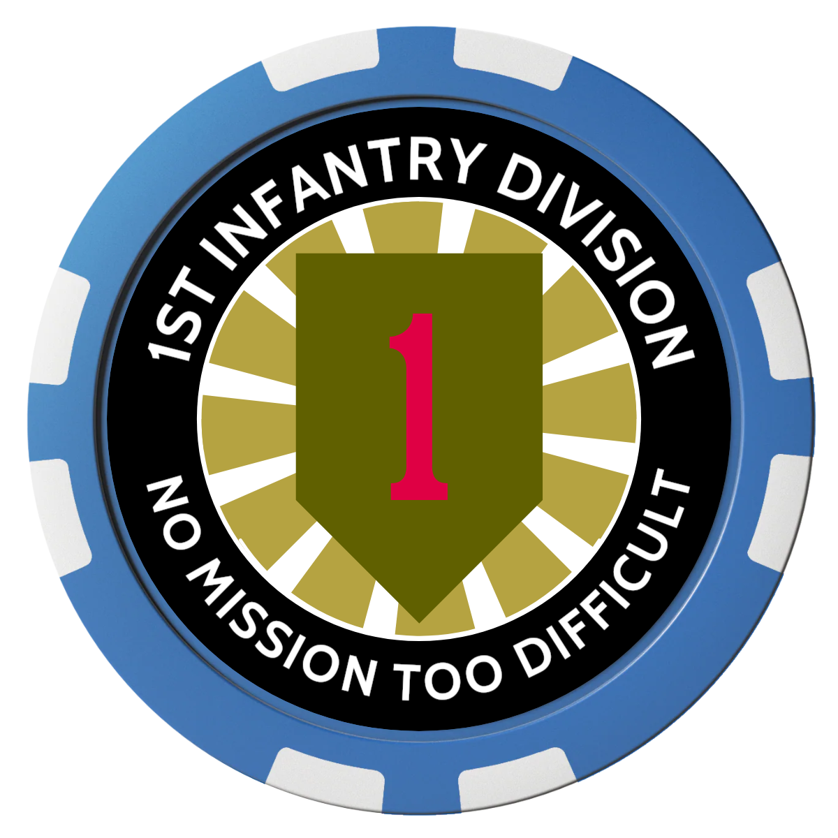 1st Infantry Division Composite Poker Chips - Blue / 8 Stripe - Front