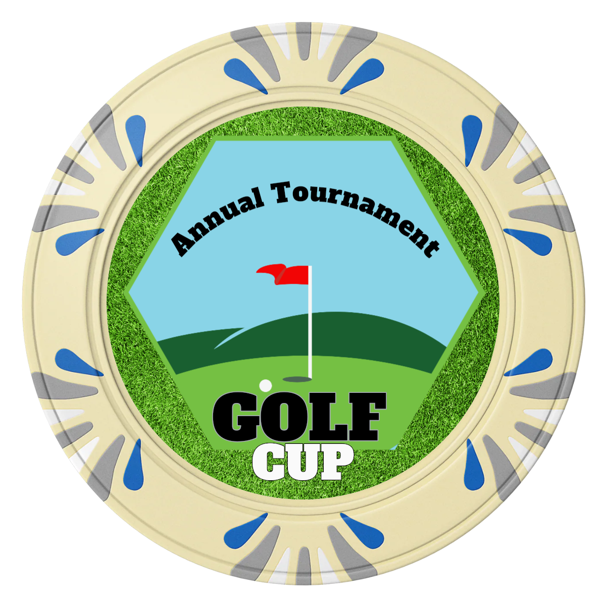Golf Cup Clay Poker Chips - Ivory / Macau / 40mm - Front