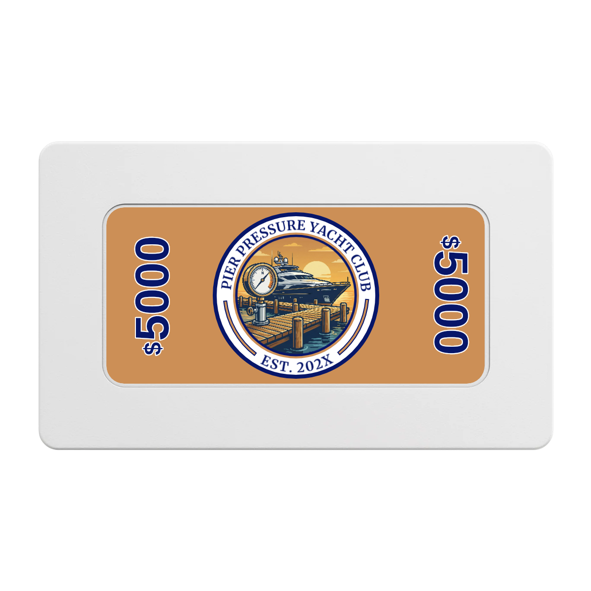 Anchor Down Card Room Rectangular Poker Chip Plaques - White - Front