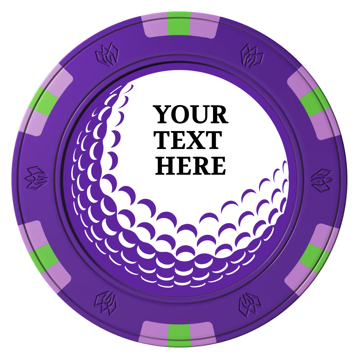 Hole In One Clay Poker Chips - Purple / 6 Spot Gem / 40mm - Front