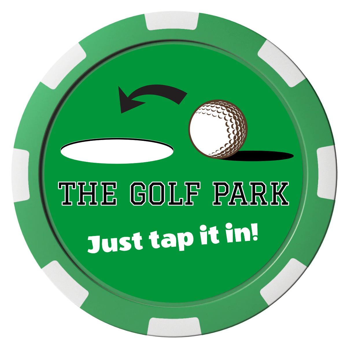Golf Slogan Magnetic Composite Poker Chips - Green / 8 Spot - Front