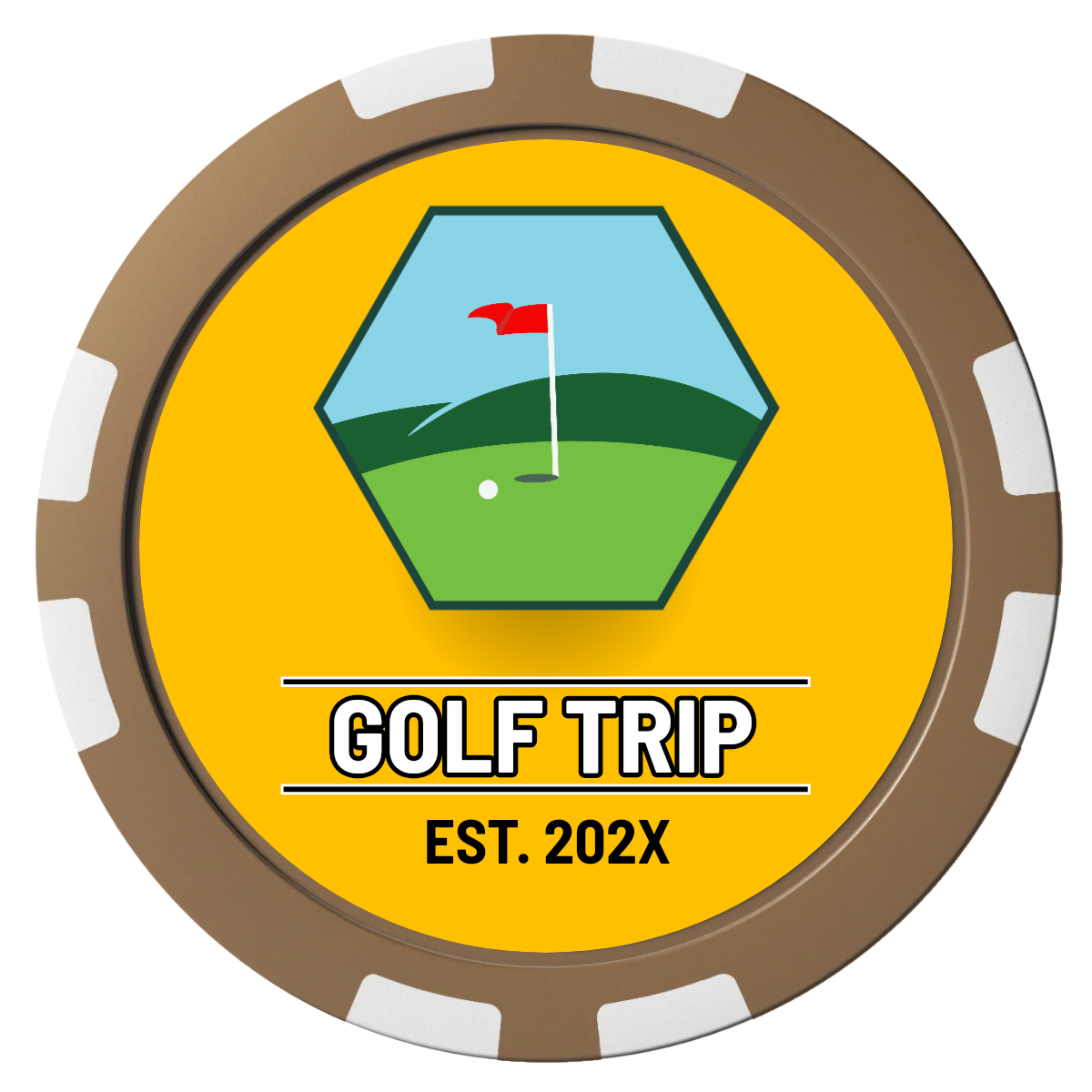 Golf Trip #001 Composite Poker Chips - Brown / 8 Stripe - Back